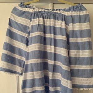Off Shoulder Blue and white stripe